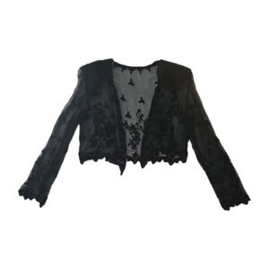 Vintage Black Beaded 100% Silk Bolero